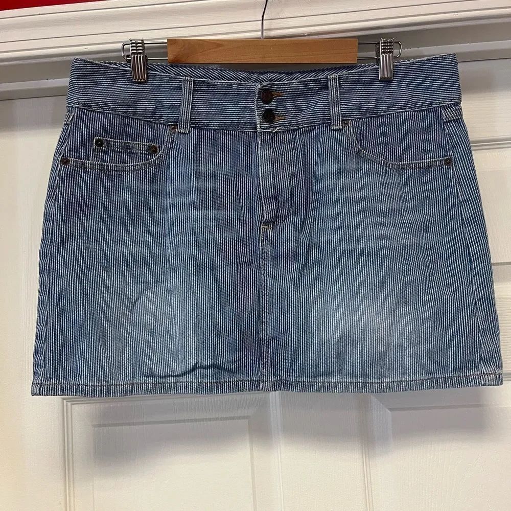 American Eagle Conductor Stripe Denim Skirt sz 14